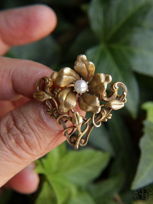 アンティーク アールヌーボー 14k ブローチ Antique Art Nouveau 14k brooch