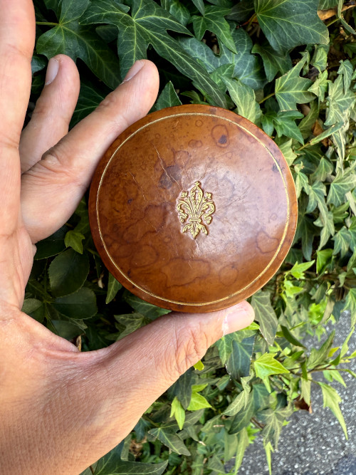アンティーク 革 小箱 フルールドリス antique Fleur de lis