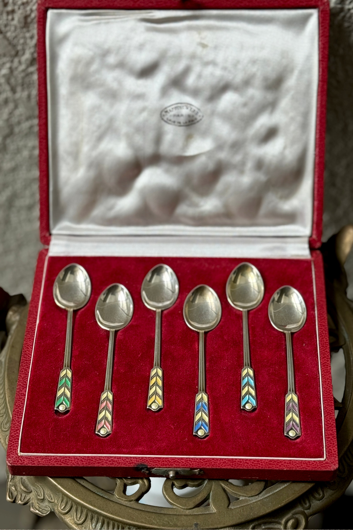 Vintage Mappin&Webb silver tea spoon set in original box