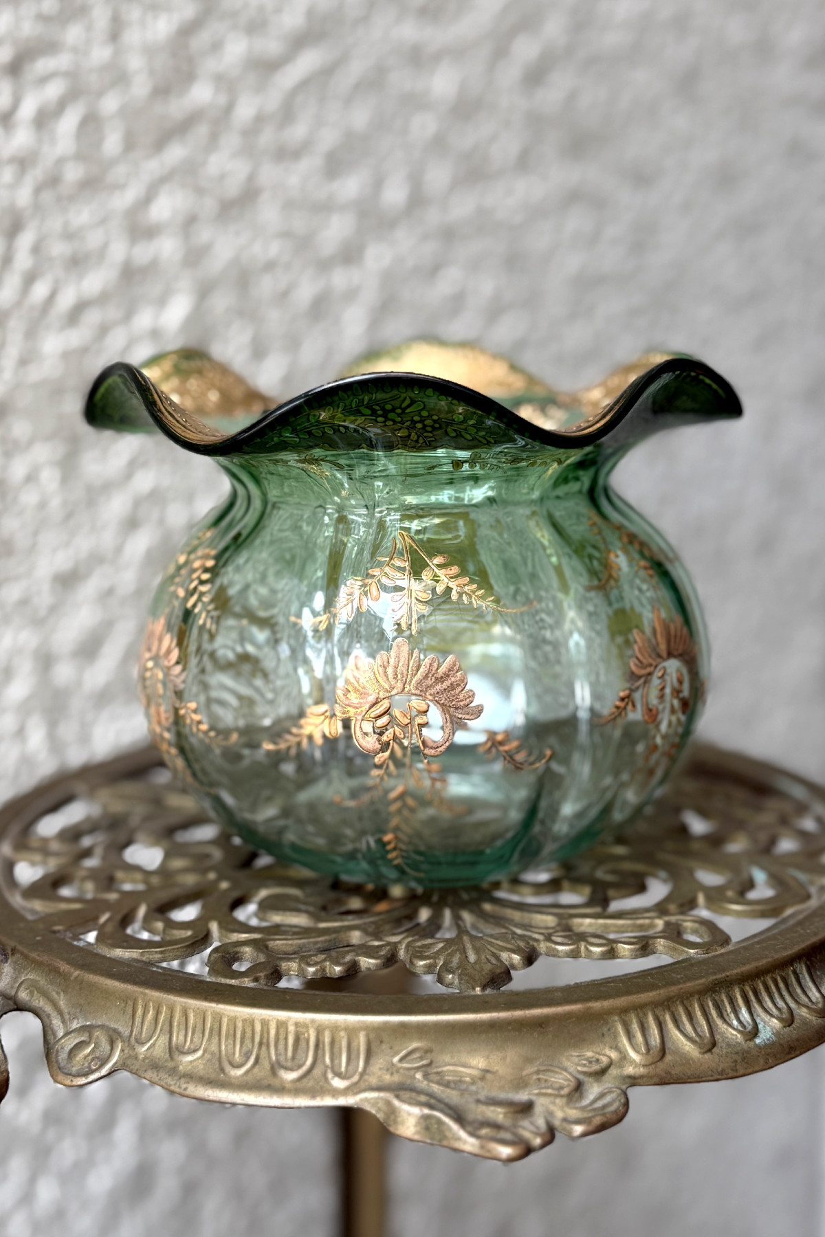 antique enamel glass vase 